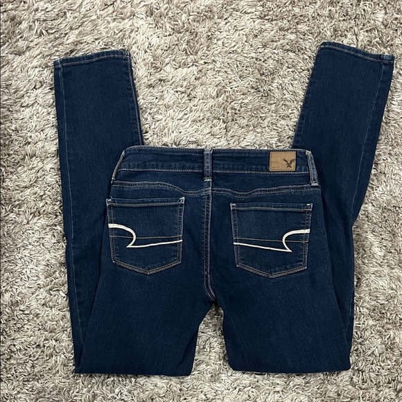 American Eagle Outfitters Women's Dark Blue Skinny Jeans - Picture 4 of 5